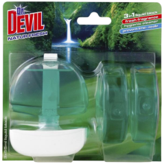 Dr. Devil 3v1 Natur Fresh tekutý WC blok, košíček + náplň 3× 55 ml