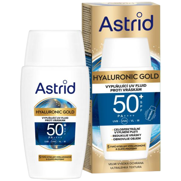 Astrid Hyaluronic Gold denní pleťový fluid SPF 50, 50 ml Astrid Hyaluronic Gold denní pleťový fluid SPF 50, 50 ml