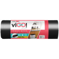 viGO pytle na odpad černé, 6 µ, 58 × 67 cm, 60 l, 50 ks