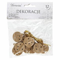 Vánoční ozdoba vyřezávaná – vánoční koule, 12 ks