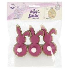 Klips Veľkonočná dekorácia - zajac 3ks 7 cm