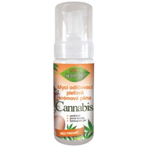 Bione Cosmetics Mycí odličovací pleťové krémová pěna CANNABIS 150 ml Bione Cosmetics Mycí odličovací pleťové krémová pěna CANNABIS 150 ml