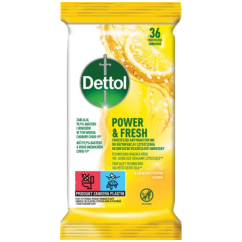 Dettol Power & Fresh dezinfekční víceúčelové ubrousky citron 36 ks