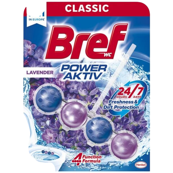 Bref WC Power Aktiv Levandule, WC blok v kuličkách, levandule, 50 g