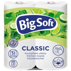 Big Soft Classic 2vrstvé kuchyňské papírové utěrky, 2× 51 útržků, 2 role