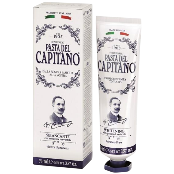 CAPITANO 1905 WHITENING - premium zubní pasta bělící 75 ml + DÁREK ZDARMA pasta 15 ml