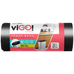 viGO pytle na odpad černé, 6 µ, 35 l, 48 × 57 cm, 50 ks