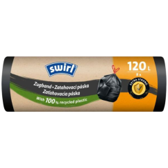 Swirl extra silné zatahovacie vrecia na odpad 120 l, 70 × 100 cm, 33 µ, 8 ks
