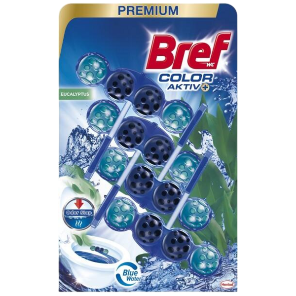 Bref Color Aktiv Eucalyptus tuhý WC blok, 4× 50 g