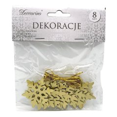 Ozdoba na vianočný stromček zlaté snehové vločky 8ks