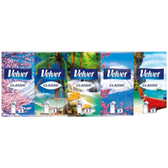 Velvet Classic 3vrstvé papírové kapesníčky, 10× 10 ks