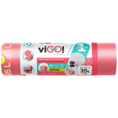 viGO! Premium pytle na odpad zatahovací, parfémované, 26 µ, 54 × 62 cm, 35 l, 15 ks