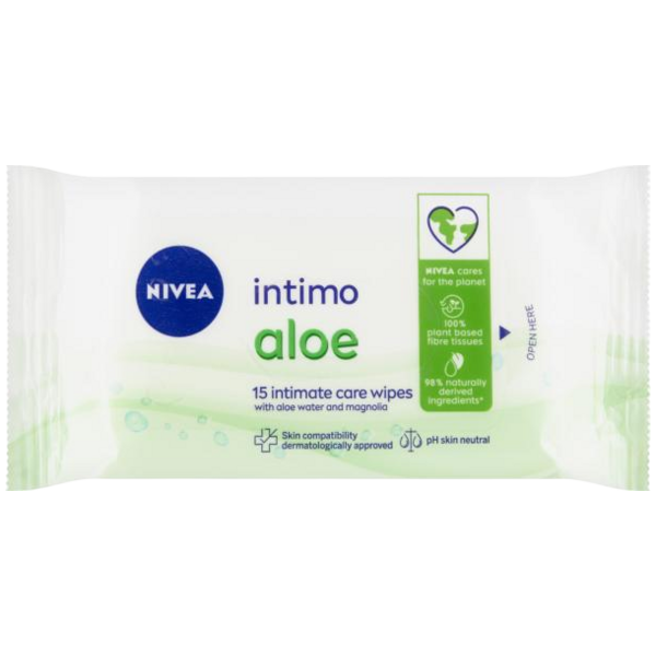 Nivea Intimo Aloe Ubrousky pro intimní hygienu, 15 ks