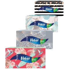 Velvet Pastels hygienické vreckovky 3vrstvové, box 120 kusov