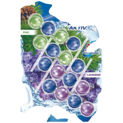 Bref Power Aktiv Pine & Lavender tuhý WC blok, 4× 50 g