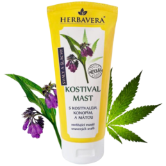 Herbavera kostivalová mast s konopím a mátou, 200 ml