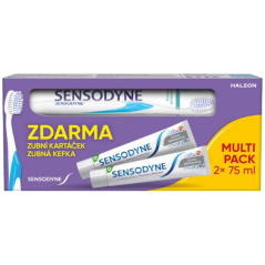 Sensodyne zubní pasta Extra Whitening 2x75 ml + zubní kartáček, 150 ml