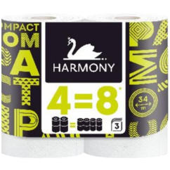 Harmony Compact 3vrstvý toaletní papír 4=8, 4 role, 34 m role