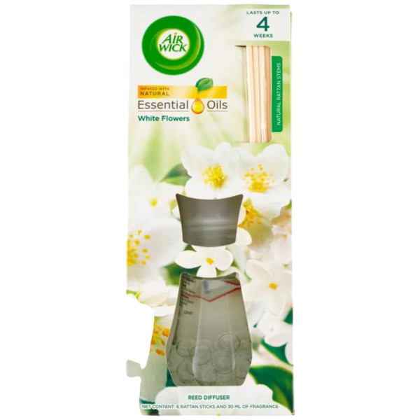 Air Wick Essential Oils White Flowers tyčinkový difuzér, 30 ml