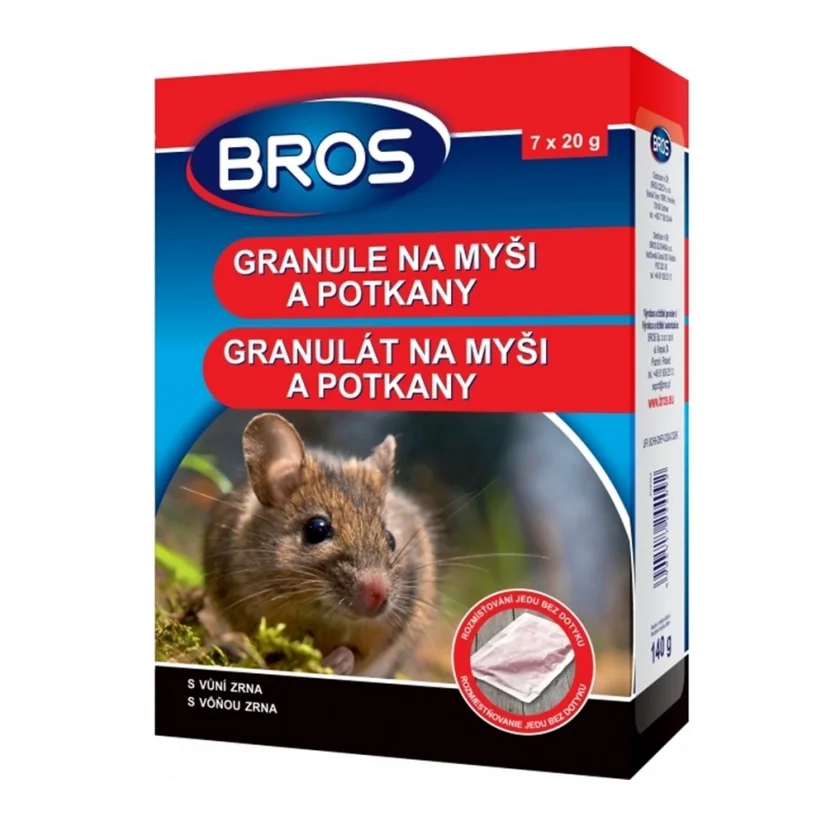Bros granulát proti myším a potkanům, 140 g