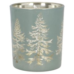 Dekoratívny svietnik sklenený, motív strom 7x7x8,2cm