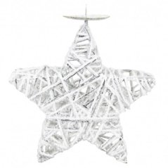 Sviečnik na strednú sviečku, biela a strieborná farba 15x5cm