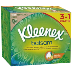 Kleenex Balsam 3vrstvé papírové kapesníčky v krabičce, 4× 64 ks, 3+1