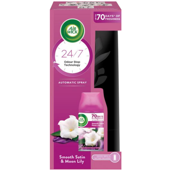 Air Wick FreshMatic Smooth Satin & Moon Lily osvěžovač strojek a náplň 250 ml