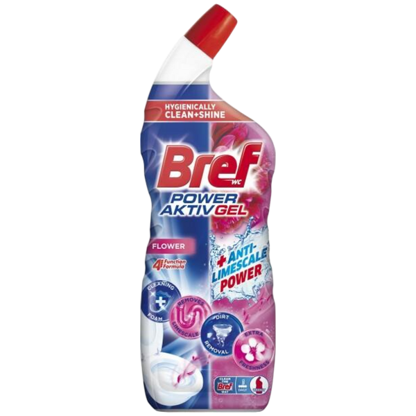 Bref WC gel Power Aktiv Gel Flower s osvěžovačem, 700 ml
