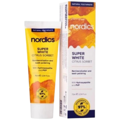 Nordics Remineralizačná Super White citrusový sorbet zubná pasta 75 ml