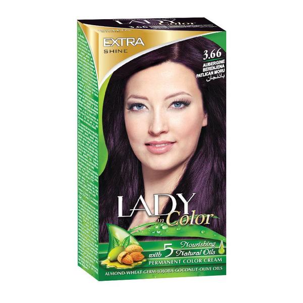 Farba na vlasy LADY in Color 3.66 Aubergine (baklažán)