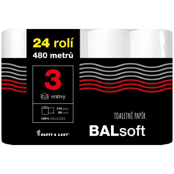 BALsoft 3vrstvý toaletní papír, 24 rolí, 20 m role