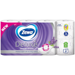 Zewa Deluxe Lavender Dreams 3vrstvový toaletný papier, 8 rolí, 19,3 m rola