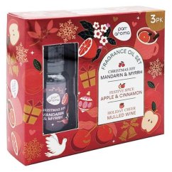 PanAroma Vánoční dárková sada vonných olejů Jablko Skořice, Mandarinka, Svařené víno 3x10ml
