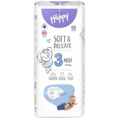 Bella Happy Midi 3 dětské pleny jednorázové 5-9 kg, 50 ks