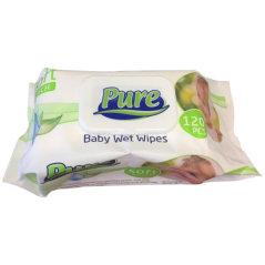 Pure Baby dětské vlhčené ubrousky s klipem, 120 ks