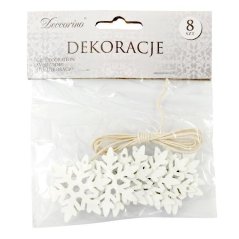 Dřevěná závěsná dekorace sněhové vločky 8ks