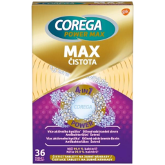 Corega Power Max Max Čistota tablety na čištění zubních náhrad, 36 ks