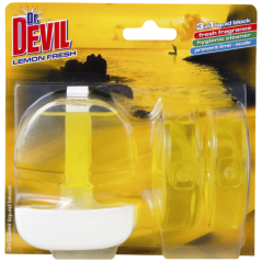 Dr. Devil 3v1 Lemon Fresh tekutý WC blok, košíček + náplň 3× 55 ml