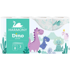 Harmony Dino detský 3vrstvý toaletný papier, 8 rolí, 17,5m rola