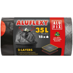 Alufix pytle na odpad, zatahovacie, 28µ , 53 x 60 cm, 35 l, 15 ks