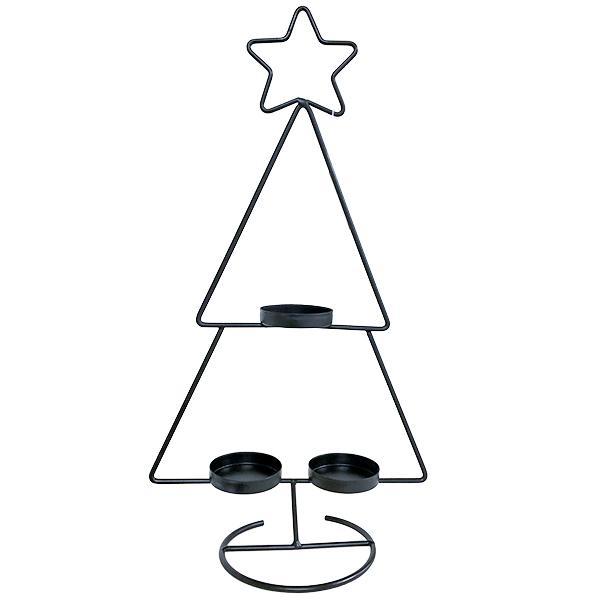 Dekorativní svícen Vánoční stromek, kovový 31cm