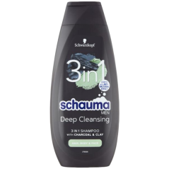 Schauma šampon Men 3v1 Charcoal & Clay, 400 ml