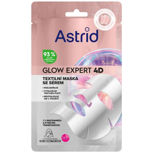 Astrid Glow Expert 4D textilní pleťová maska, 1 ks Astrid Glow Expert 4D textilní pleťová maska, 1 ks