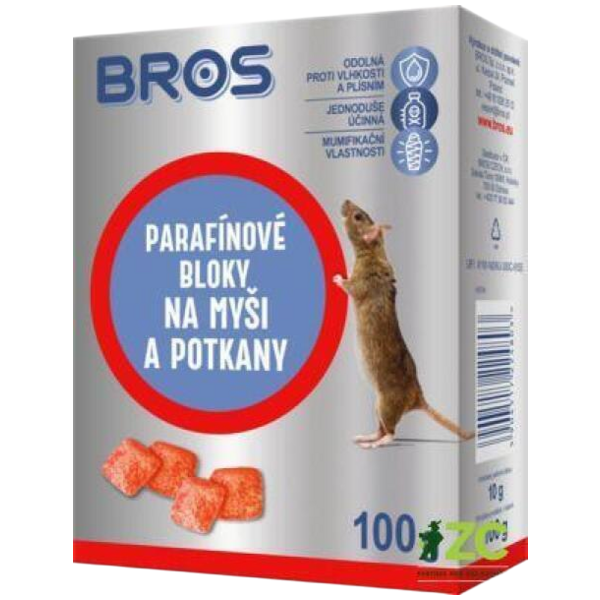 Bros parafínové bloky na myši, krysy a potkany, 100 g Bros parafínové bloky na myši, krysy a potkany, 100 g
