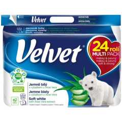 Velvet Soft White 3vrstvý toaletný papier, 24 rolí, 18,3 m rolka