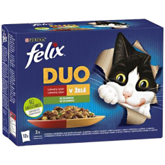 Felix Fantastic DUO kapsičky pro kočky, výběr v želé se zeleninou 12× 85 g
