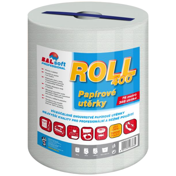 BALsoft Roll400 2vrstvé papírové utěrky, 76 m, 338 útržků, 1 role