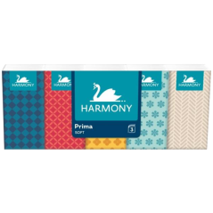 Harmony Prima 3vrstvé papírové kapesníky, 10 × 10 ks