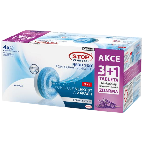 Ceresit Stop vlhkosti Aero 360° náhradní náplň levandule 4×450 g Ceresit Stop vlhkosti Aero 360° náhradní náplň levandule 4×450 g
